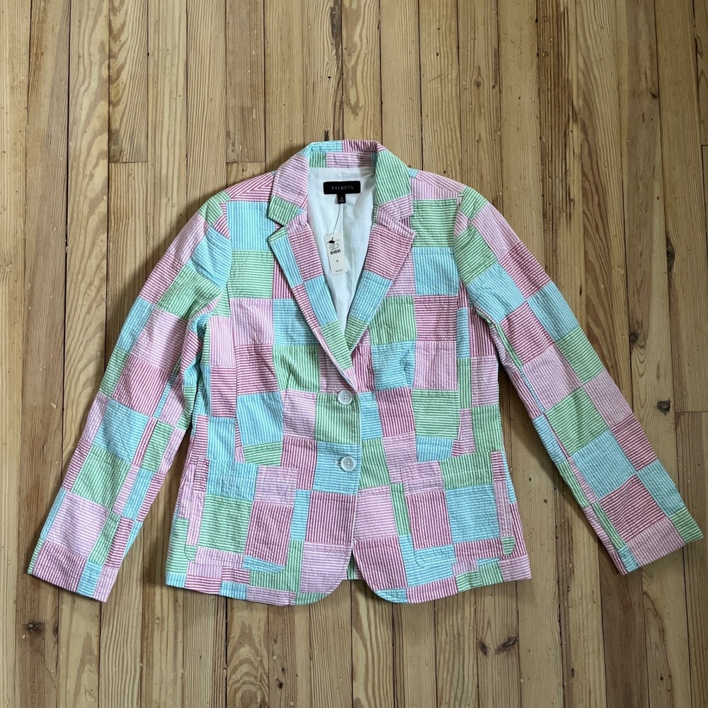 NWT Talbots Patchwork Seersucker Blazer Madras Ja… - image 1